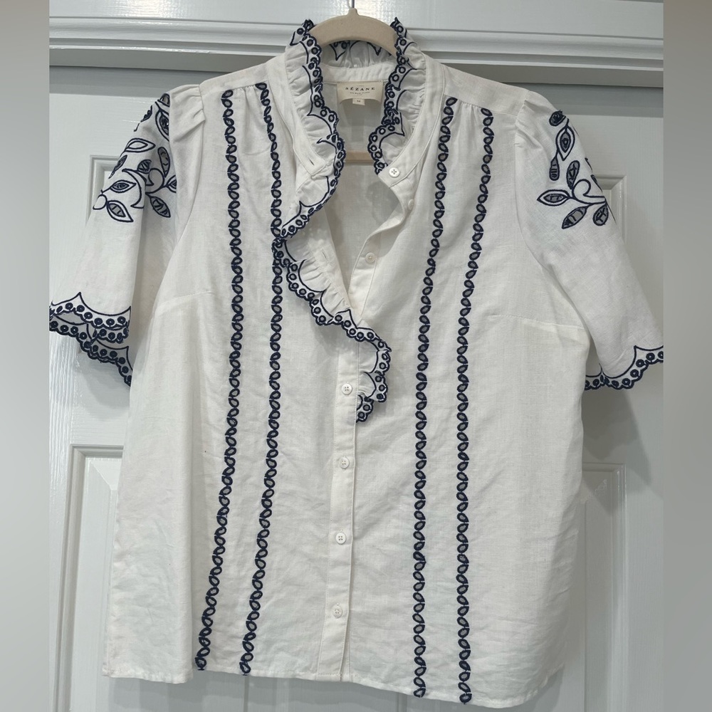 Sezane Dalhia Blouse White Size 6